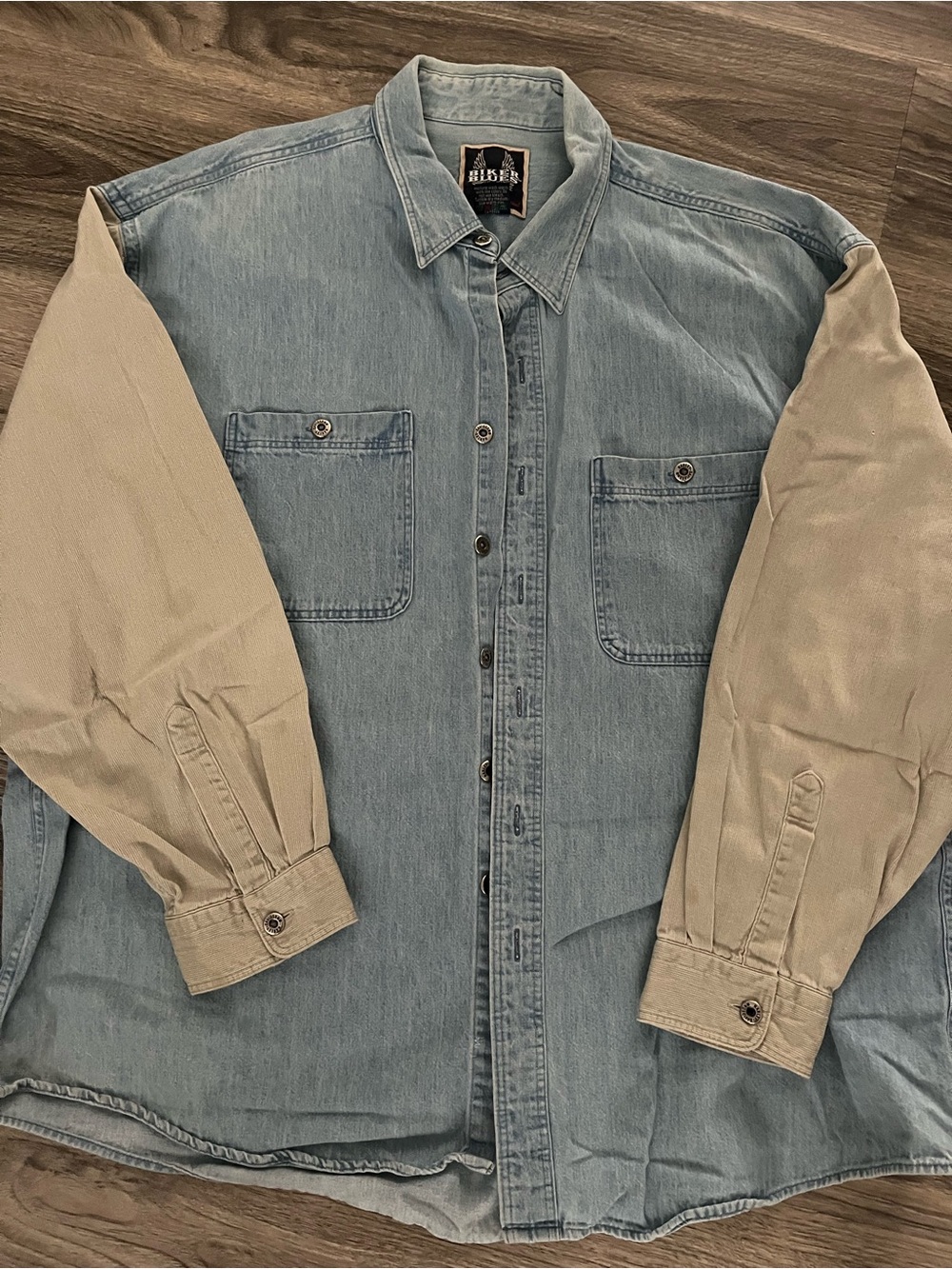 Harley-Davidson Light Blue Denim Shirt Tan Sleeves